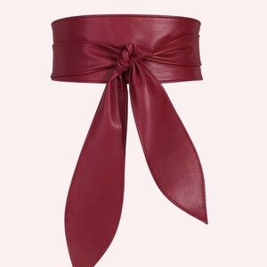 Elegant Red Leather Waist Belt